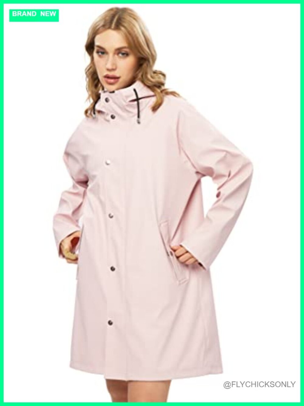 Waterproof Hooded Raincoat Long Sleeve Slim Fit Trench Rain Jacket